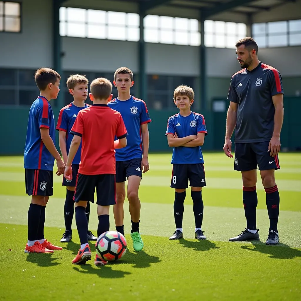 A football academy training session, emphasizing the importance of youth development.