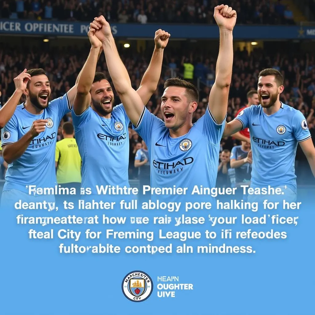 Manchester City celebrating their 2017-18 Premier League title