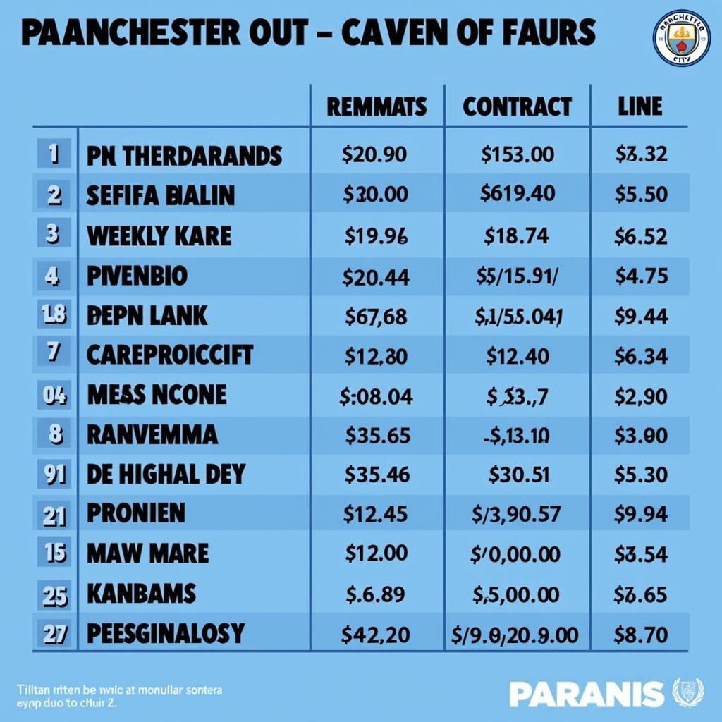 Manchester City Top Earners