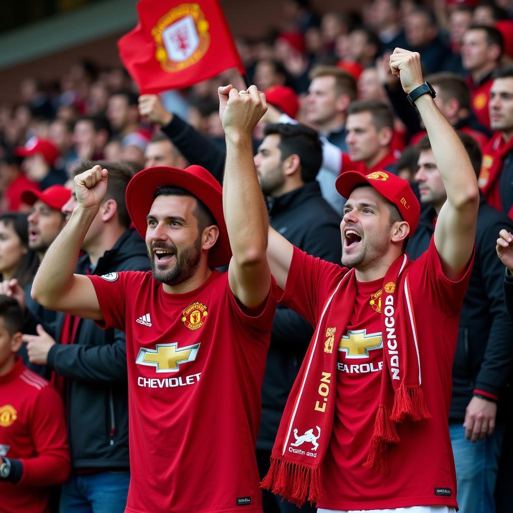 Manchester United fans celebrating a victory