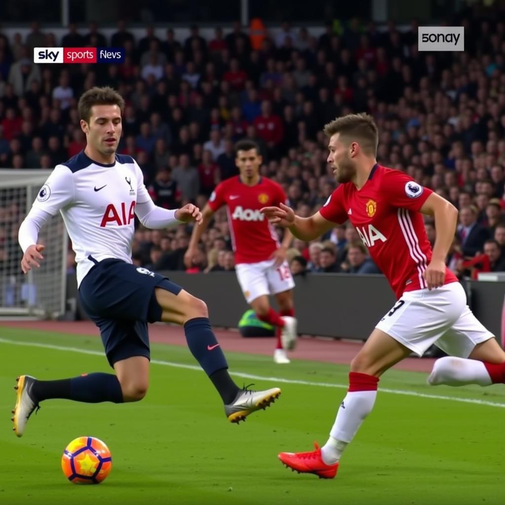 Pha bóng nghẹt thở giữa Manchester United và Tottenham trên Sky Sports