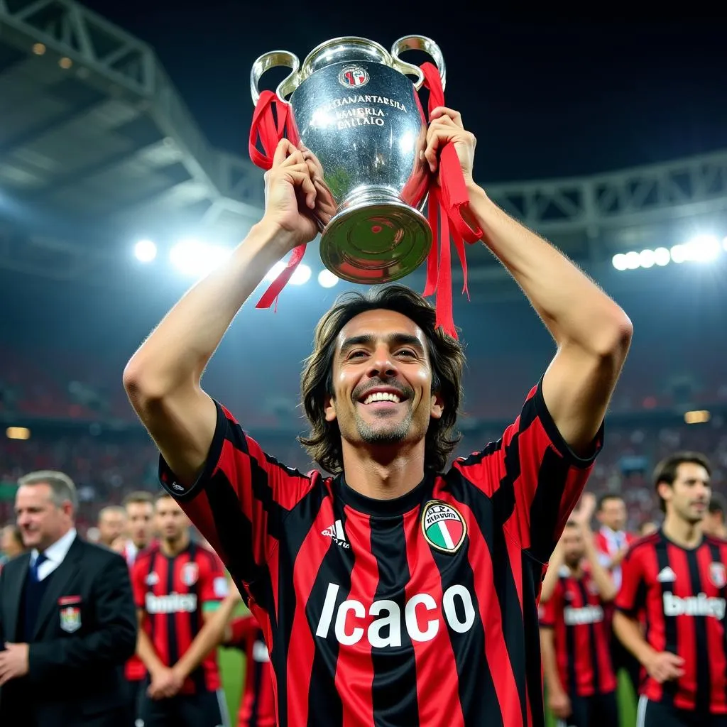 Paolo Maldini nâng cao chiếc cúp Champions League