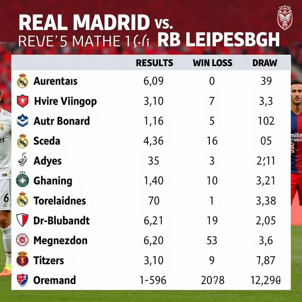 Soi kèo Real Madrid vs RB Leipzig: Bảng thống kê phong độ 5 trận gần nhất