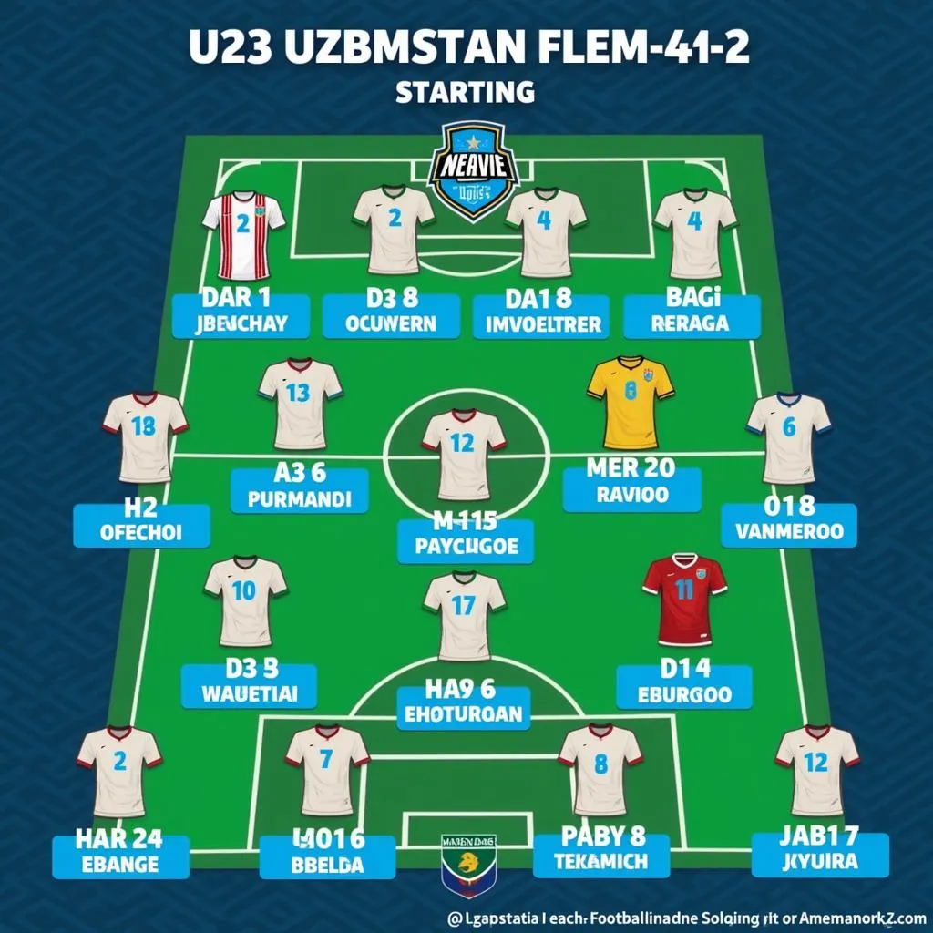 Hình ảnh đội hình U23 Uzbekistan