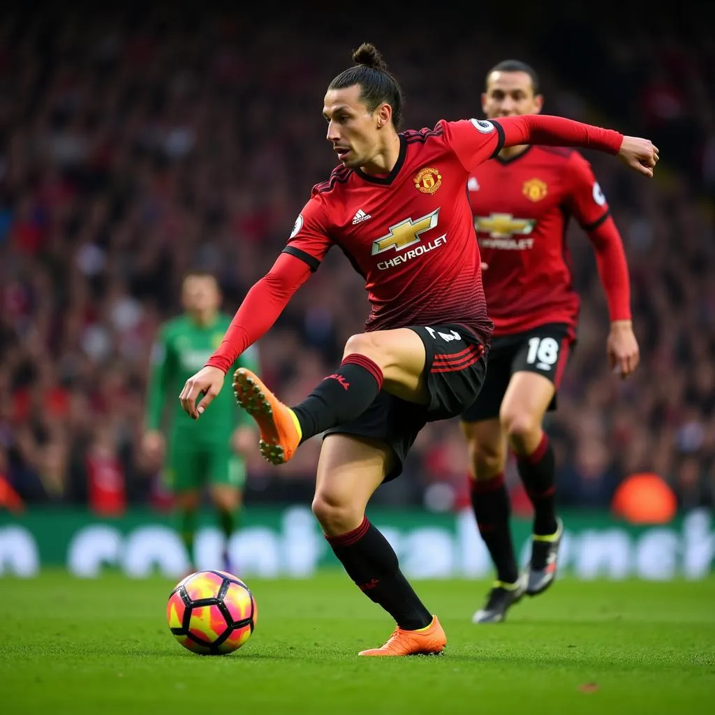 Zlatan Ibrahimovic scores from a free kick for Manchester United.