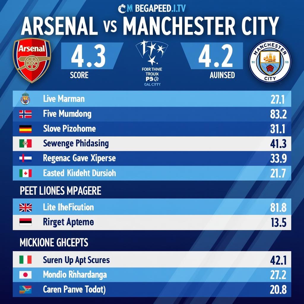 Cập nhật diễn biến trận đấu Arsenal vs Manchester City