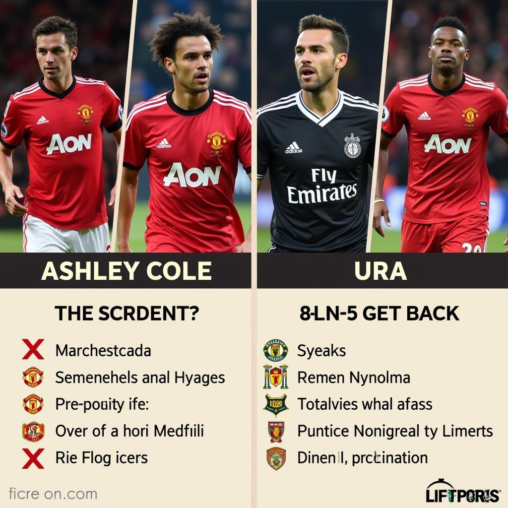 So sánh Ashley Cole với các hậu vệ trái của Manchester United