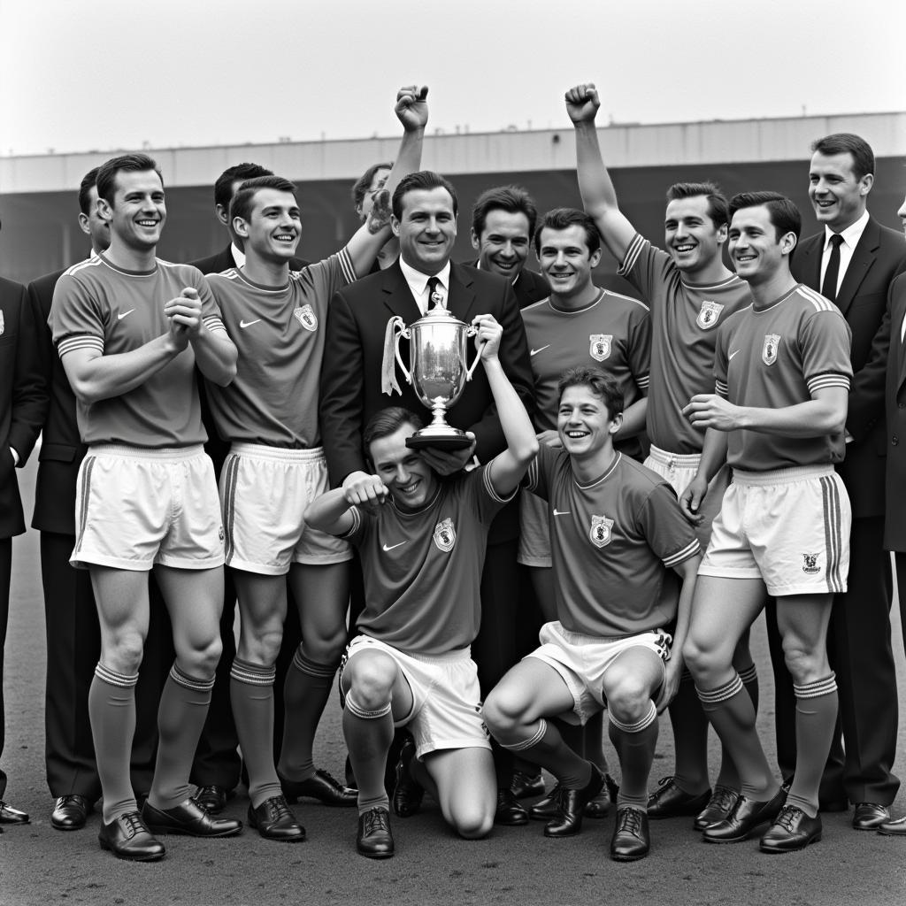 Busby Babes celebrating European Cup triumph