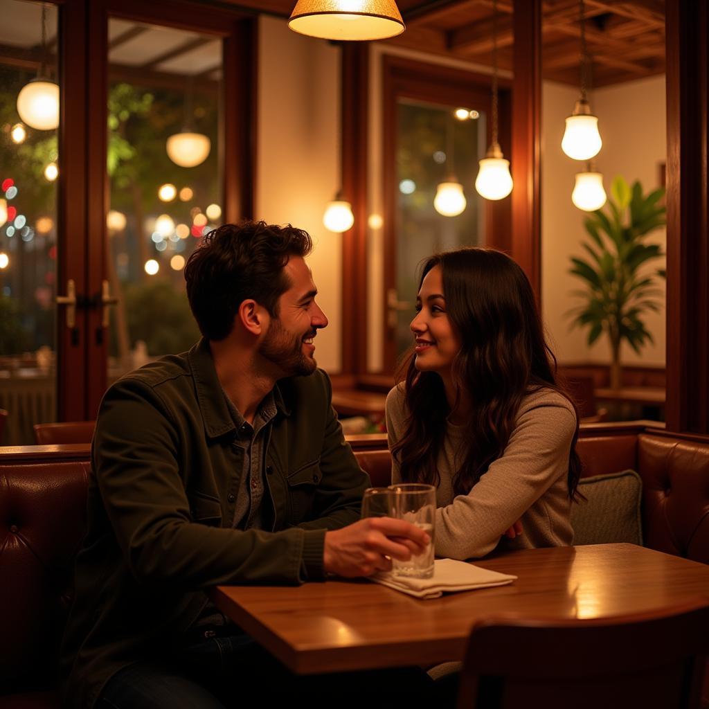 Couple enjoying a romantic dinner in Manchester