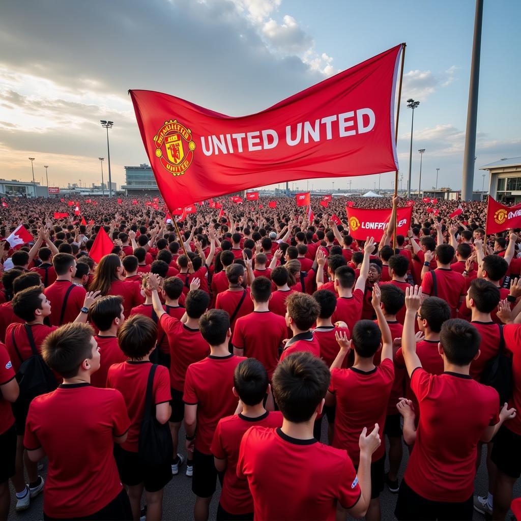 Manchester United Fans Welcoming the Team