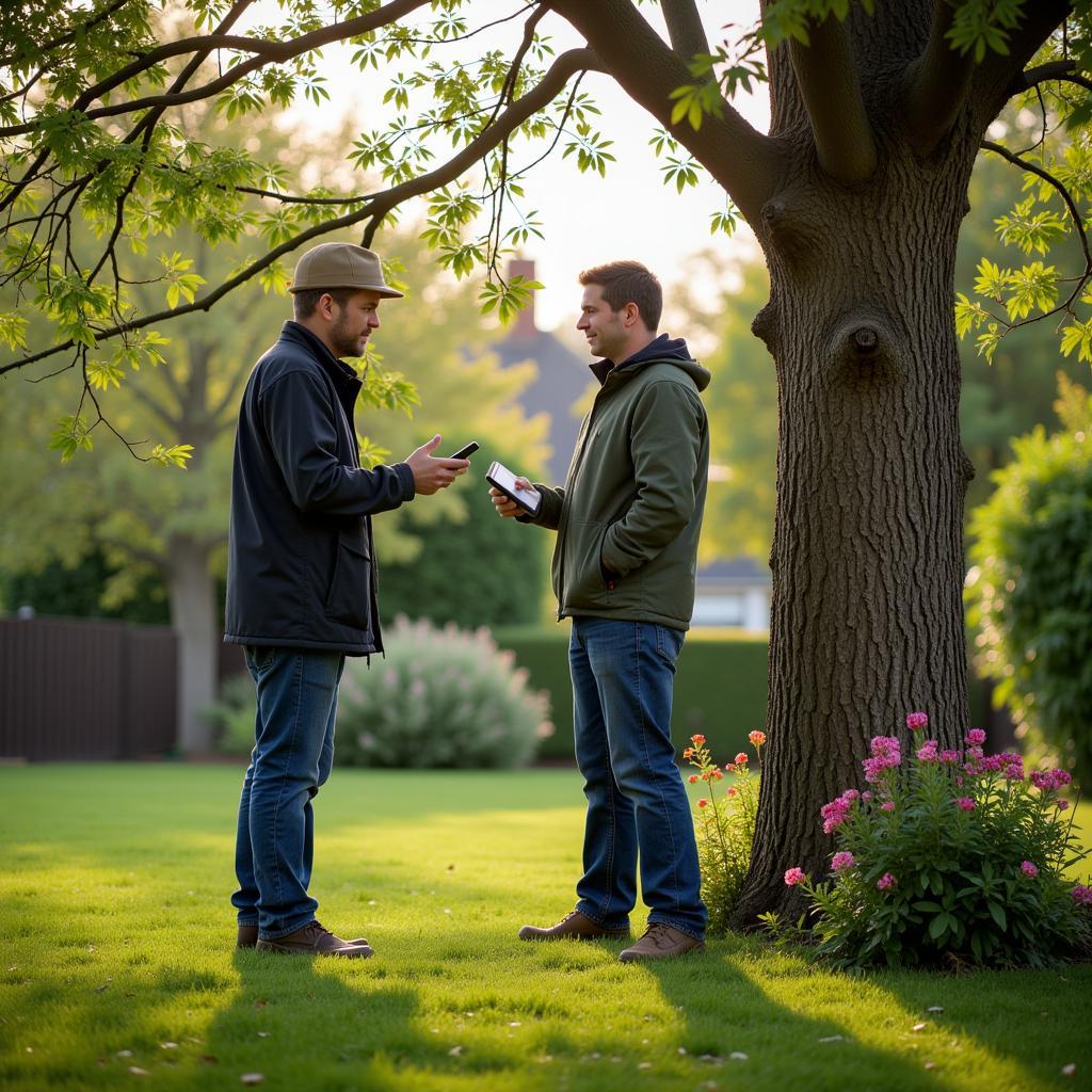 Certified Arborist Consulting with a Homeowner