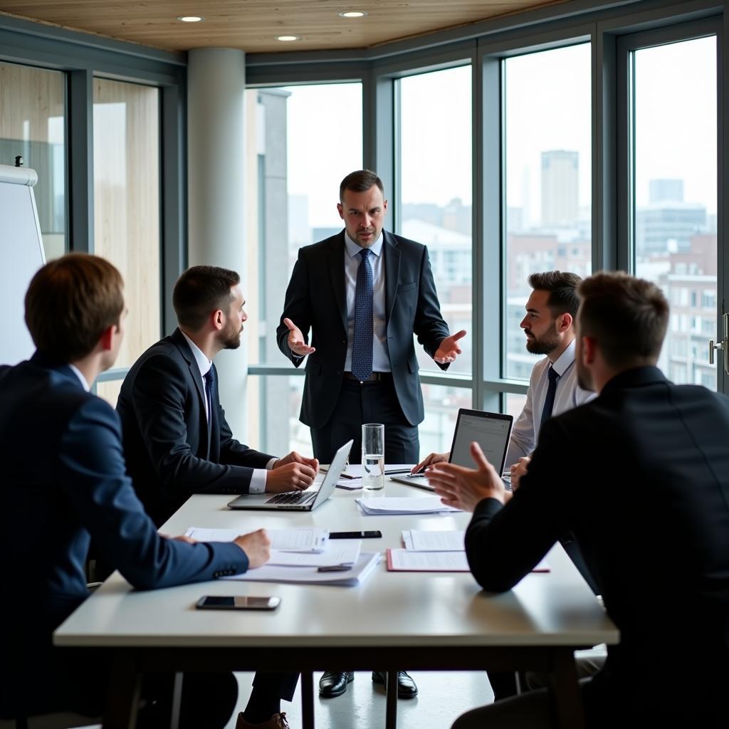 Chartered Quantity Surveyor Leading a Meeting