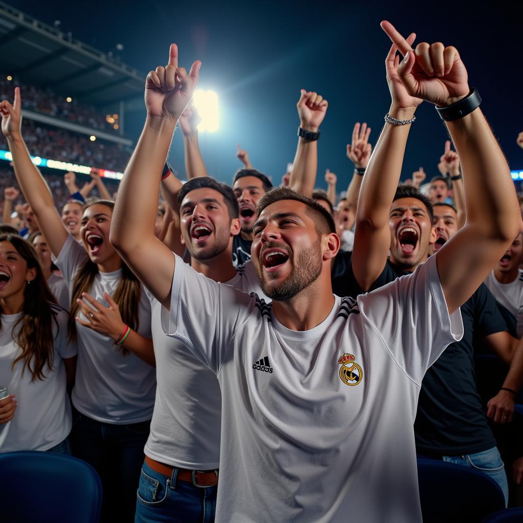 Fan hâm mộ Real Madrid cổ vũ đội bóng