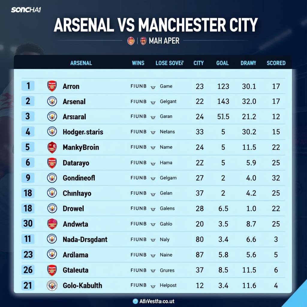 Lịch sử đối đầu Arsenal vs Man City