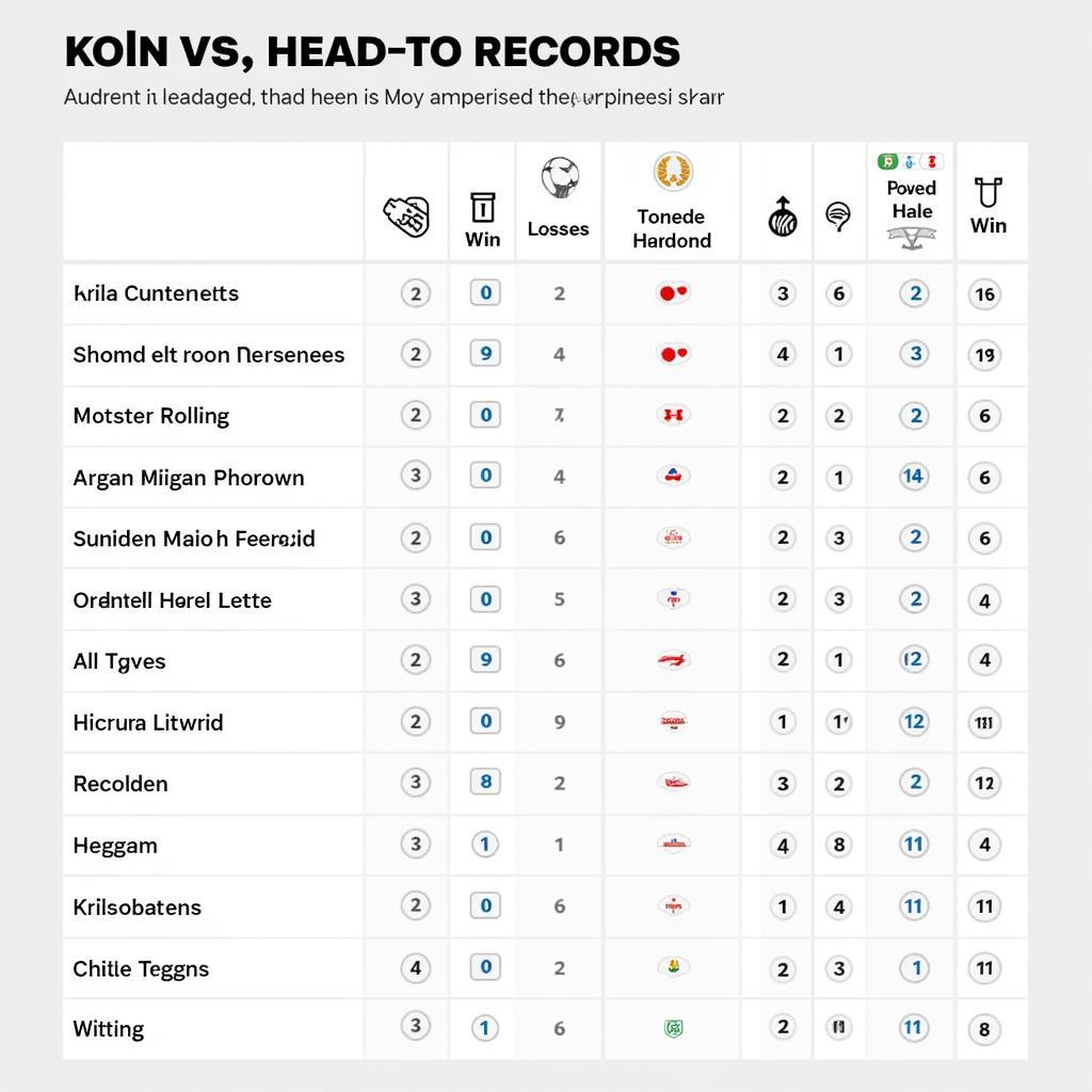 Lịch sử đối đầu giữa Koln vs các đối thủ