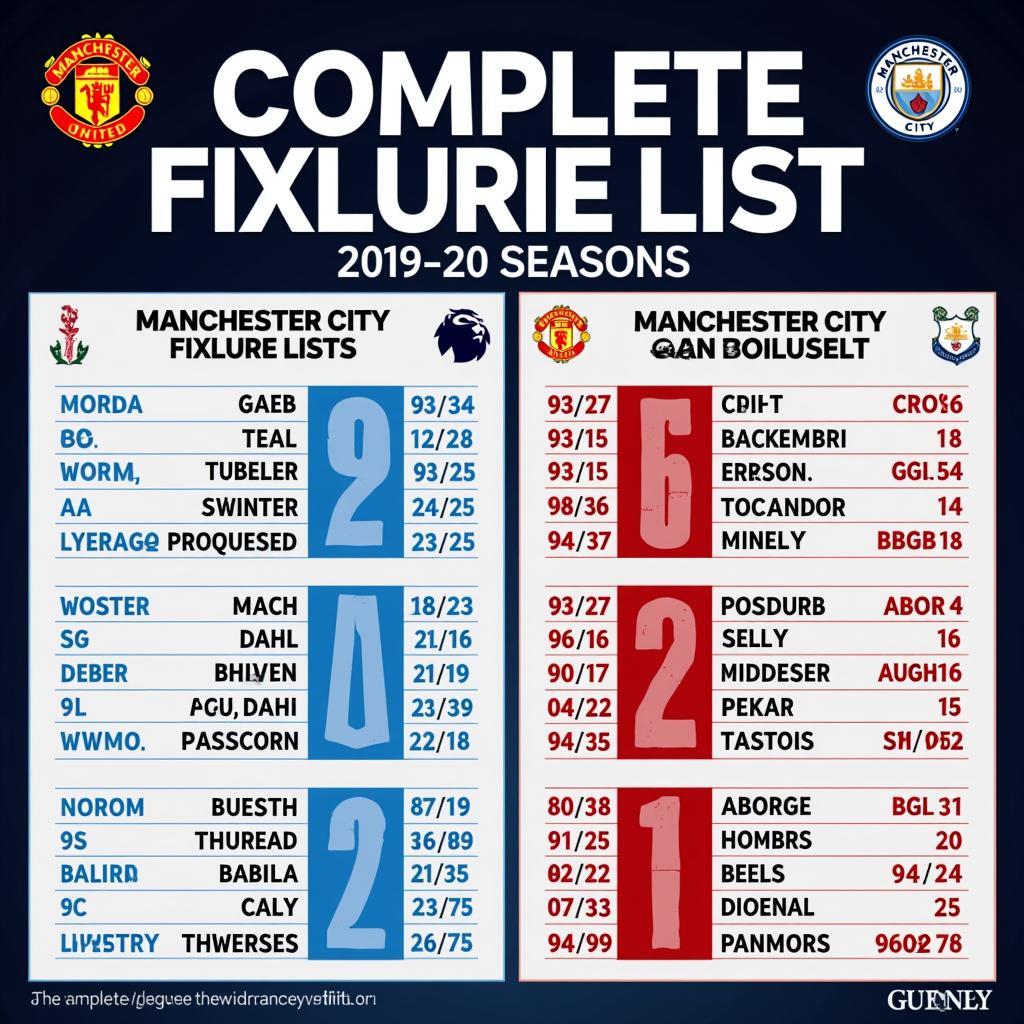 Manchester Fixtures 2019-20 Schedule