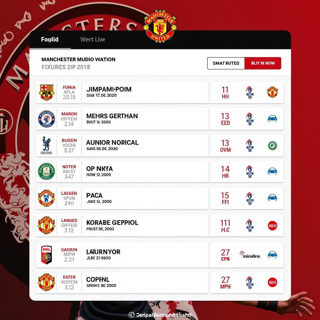 Lịch thi đấu Manchester United FC