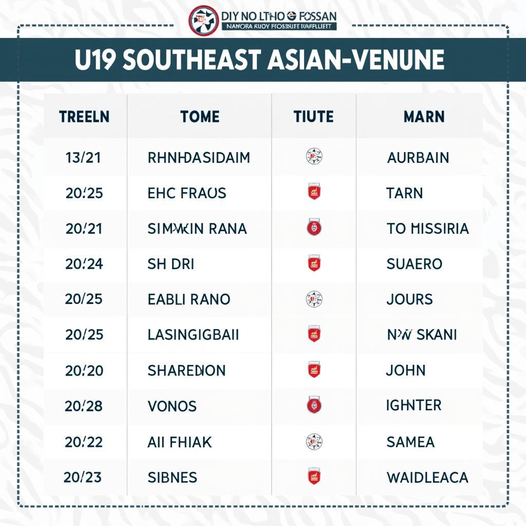 Lịch thi đấu U19 Đông Nam Á