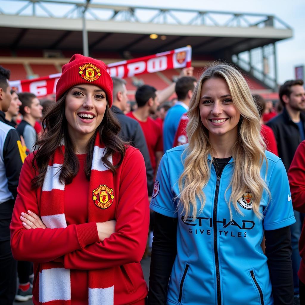 Cổ động viên nữ Manchester United và Manchester City