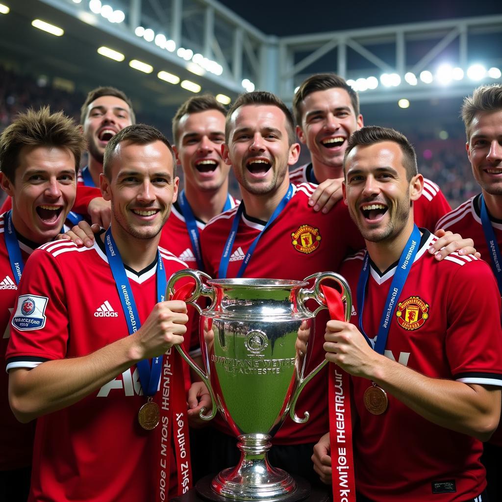 Manchester United celebrates their 20th Premier League title in 2012-2013