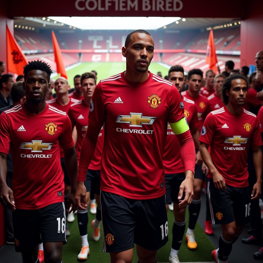 Manchester United Captain Leading The Team