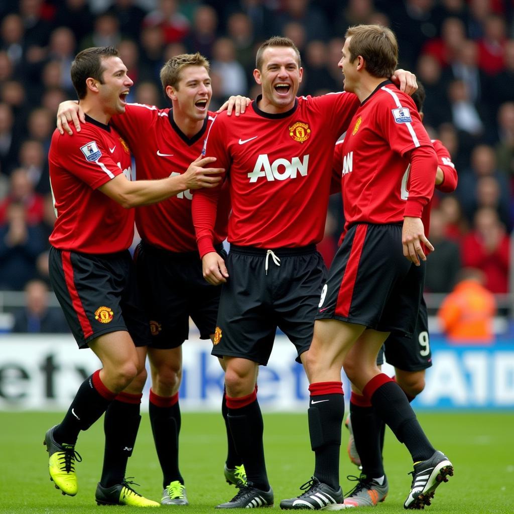 Manchester United Celebrating a Victory in 2002