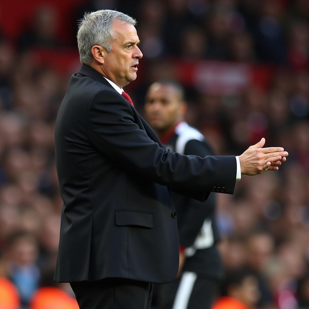 Jose Mourinho managing Manchester United on the sidelines during the 2016-17 season