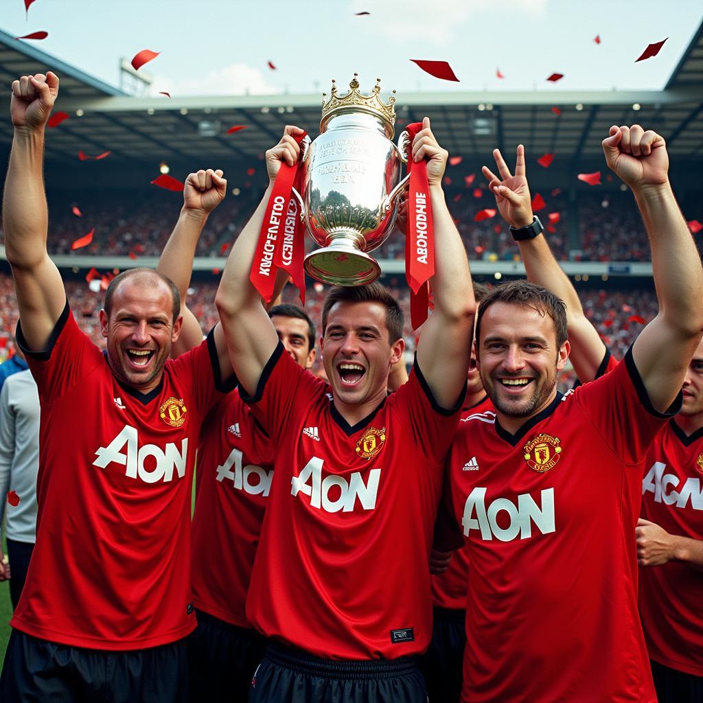 Manchester United celebrating the Treble