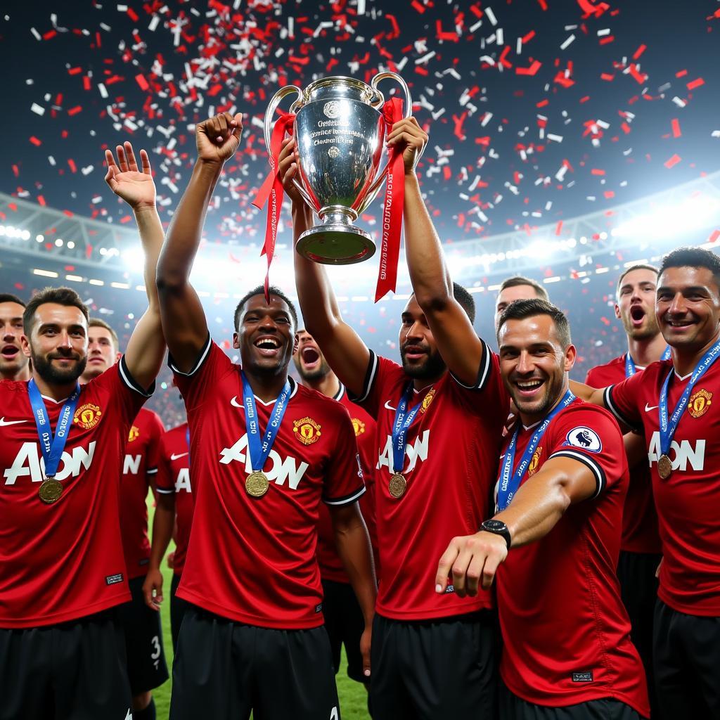 Hình nền Manchester United Champions League ăn mừng chiến thắng