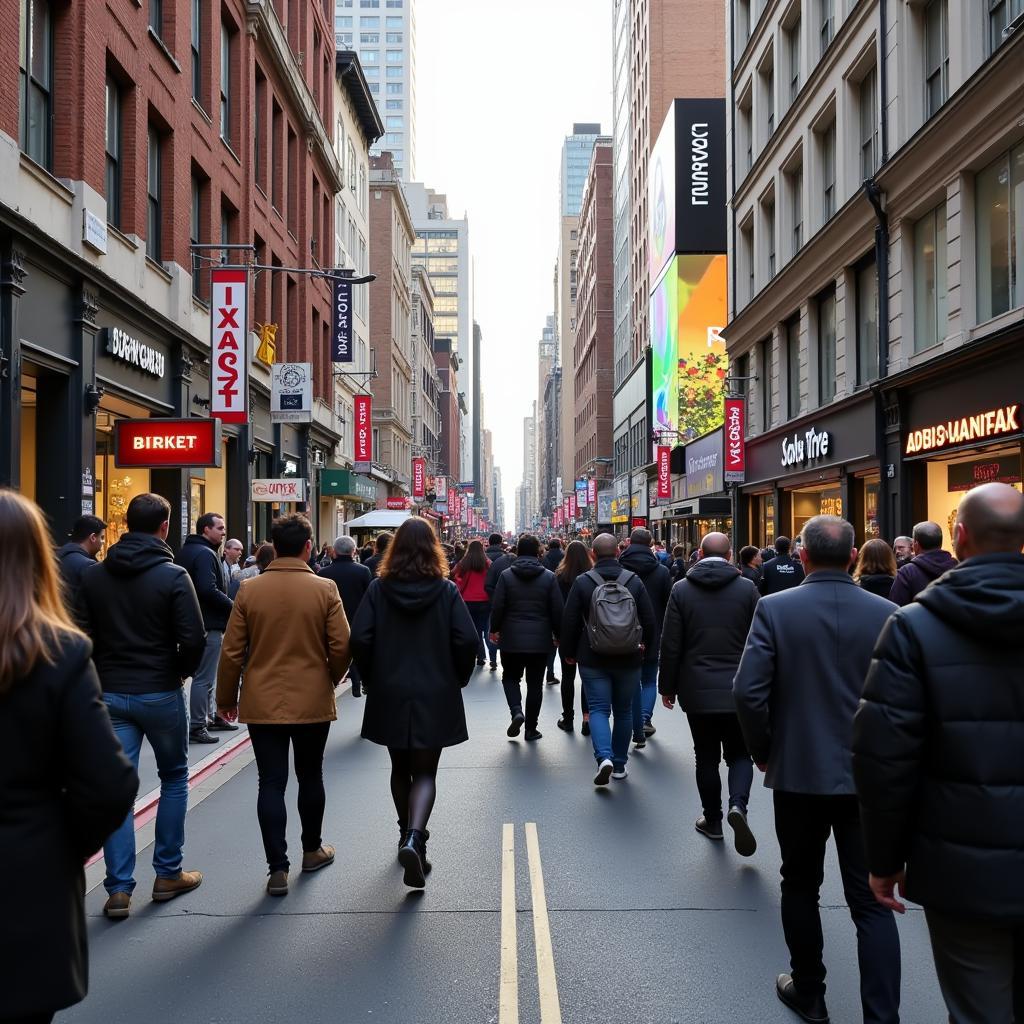 People walking on city streets