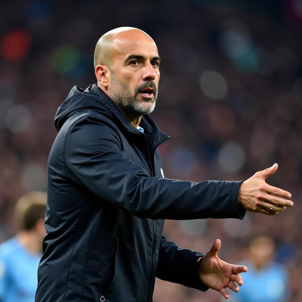 pep guardiola chỉ huy chiến thuật trên sân