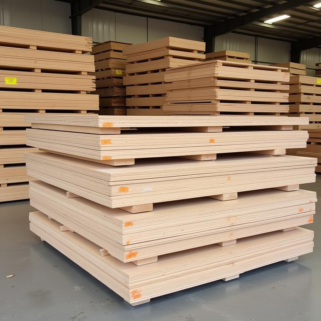 Plywood Sheets Stacked in a Manchester Warehouse