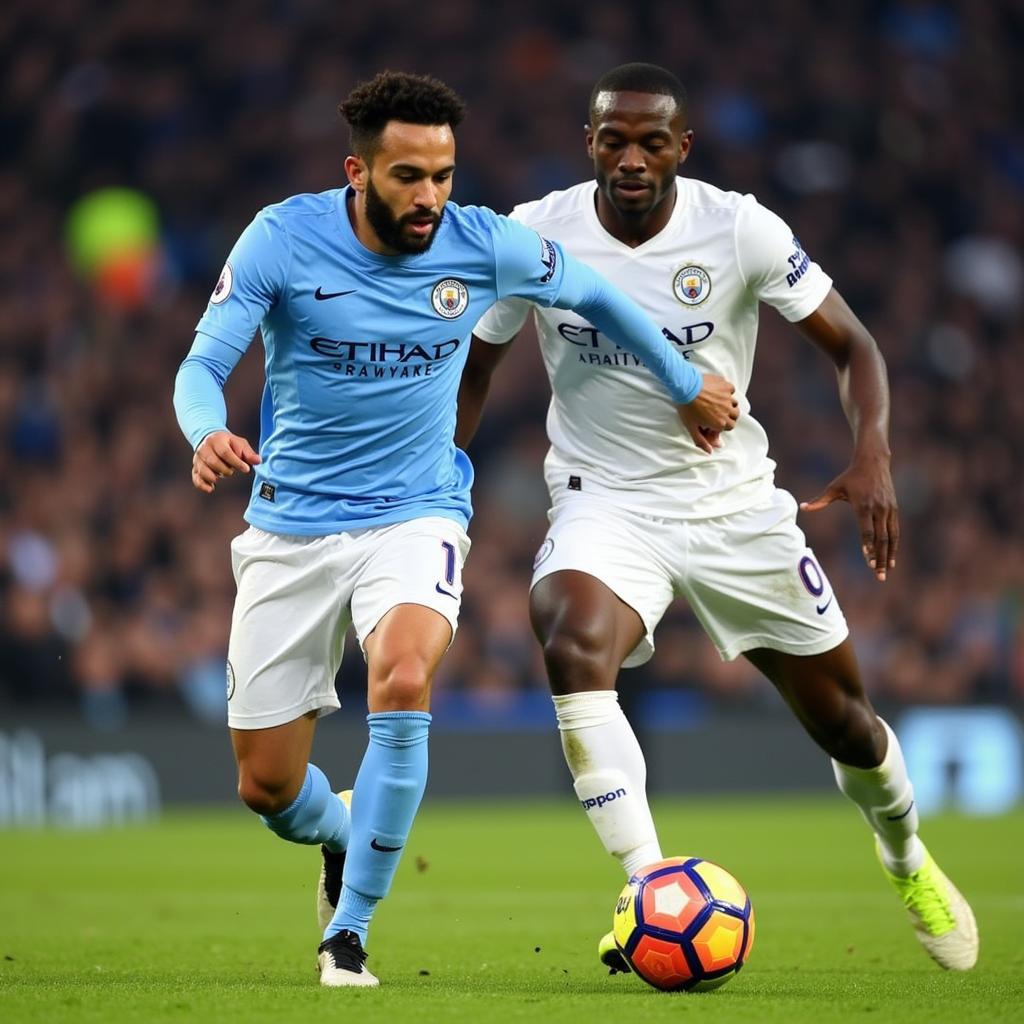 Riyad Mahrez thể hiện kỹ năng điêu luyện trong màu áo Manchester City