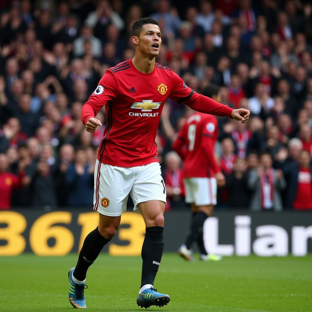 Ronaldo ghi bàn trong màu áo Manchester United