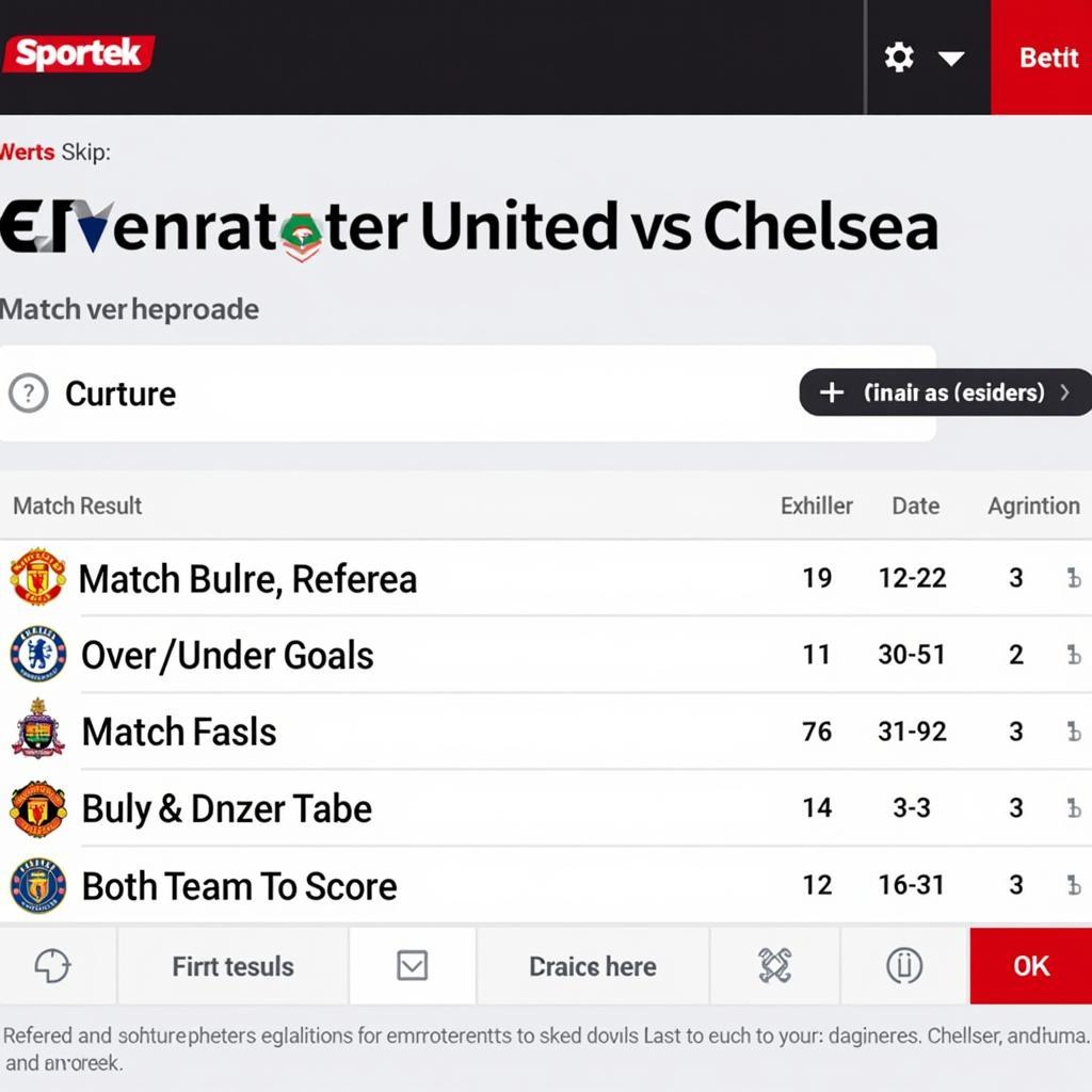 Soi kèo trận đấu Manchester United vs Chelsea trên Sportek