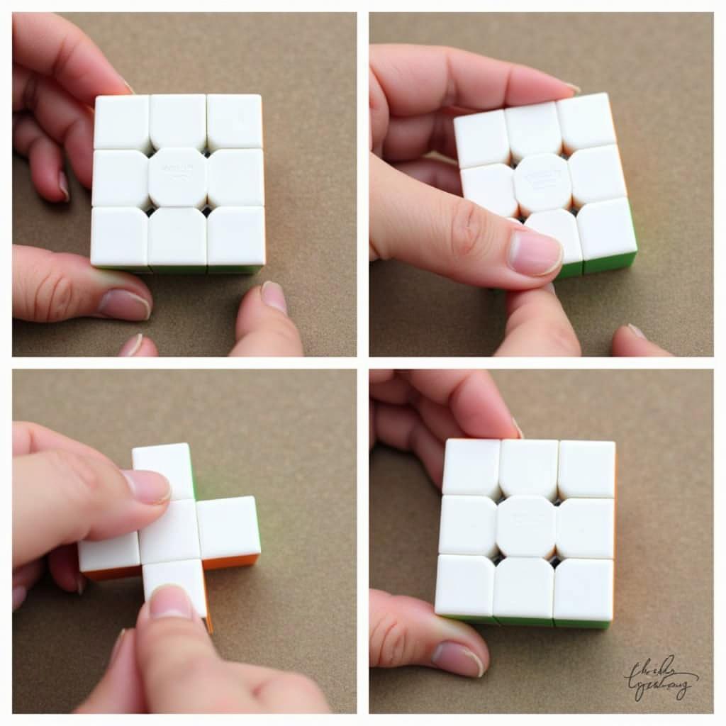 Tạo dấu cộng trắng rubik 3x3