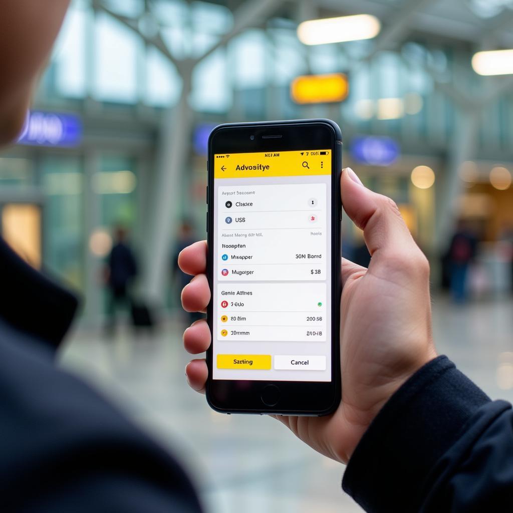 Booking a taxi via a mobile app at Manchester Airport