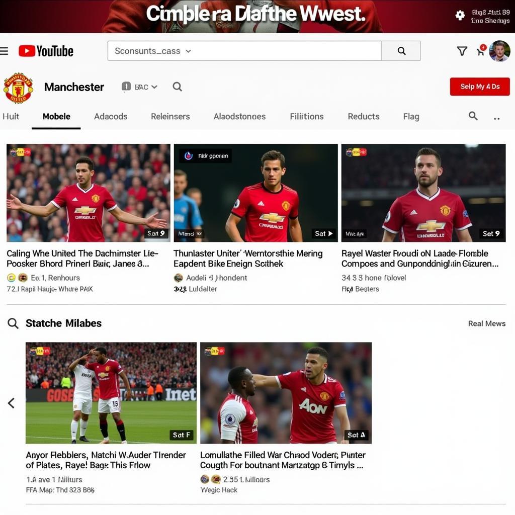 Tìm kiếm Manchester United trên Youtube