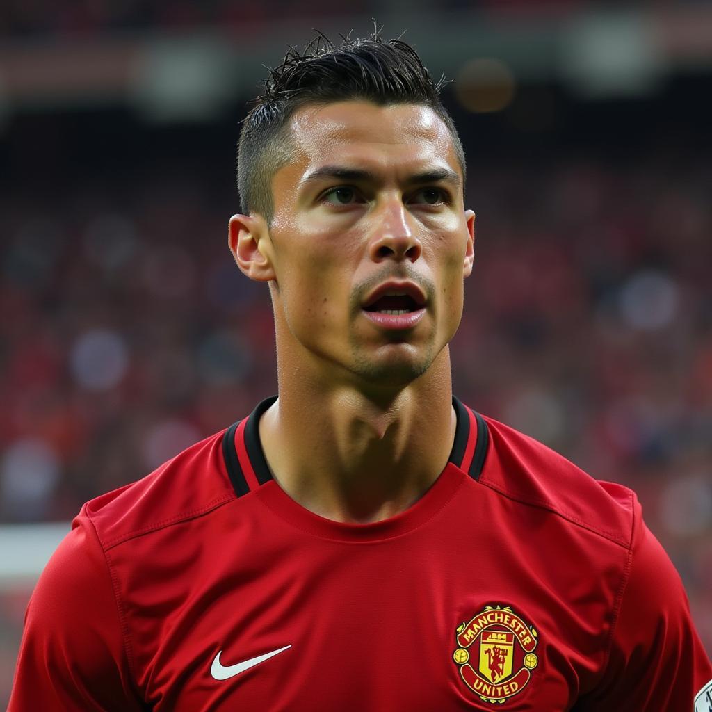 Cristiano Ronaldo trong màu áo Manchester United