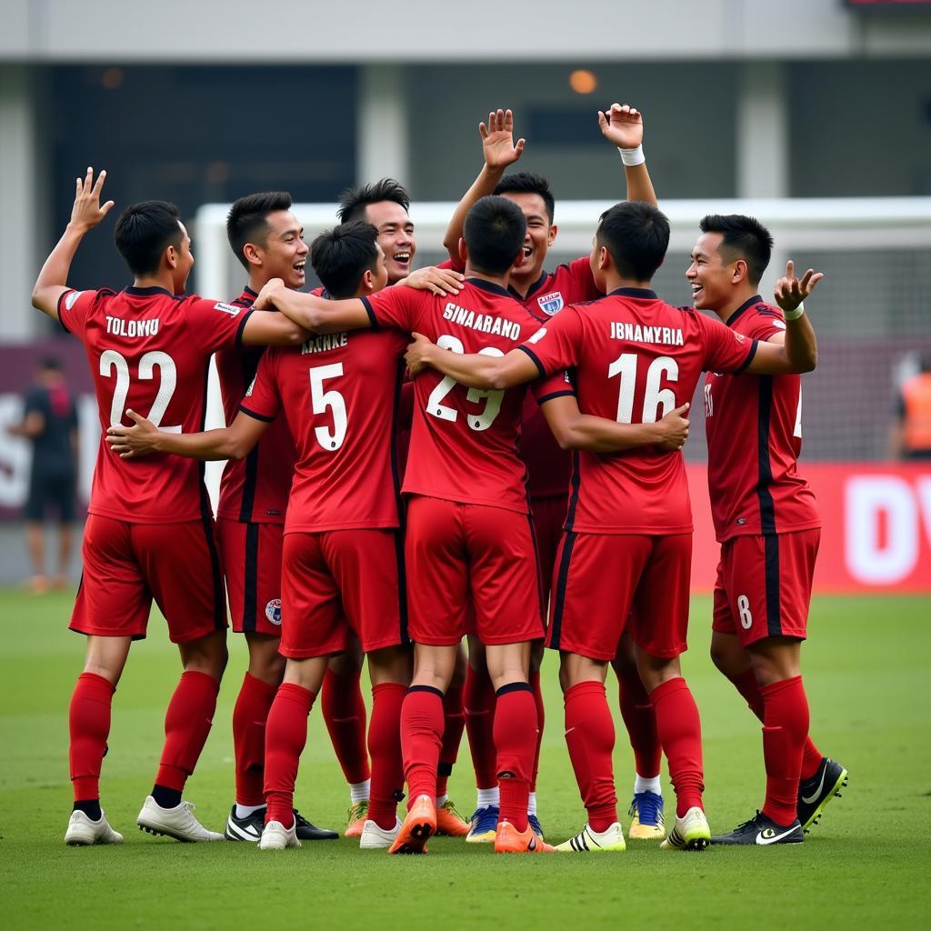 U23 Indonesia tại Giải U23 Đông Nam Á: Cảnh đội tuyển U23 Indonesia ăn mừng chiến thắng tại Giải U23 Đông Nam Á.