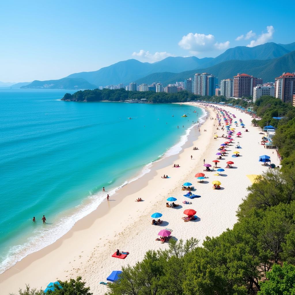 Bãi biển Nha Trang tuyệt đẹp với cát trắng và nước biển trong xanh