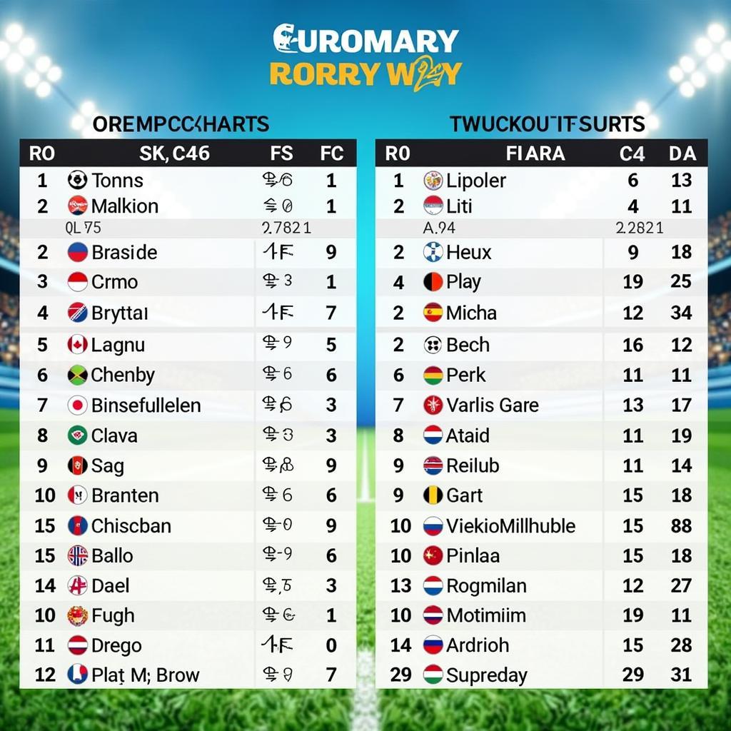 Bảng tỉ số Euro 2020 chi tiết