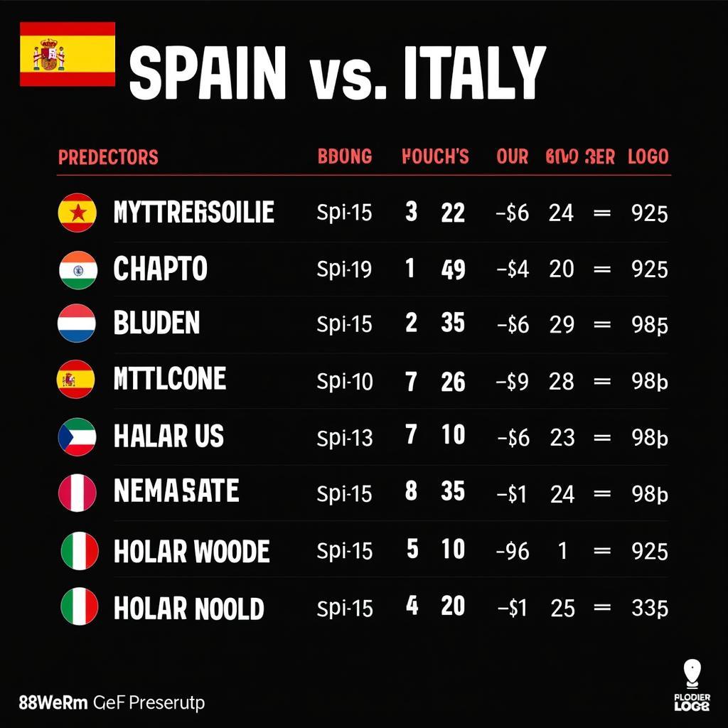 Dự đoán tỷ số Tây Ban Nha vs Italia