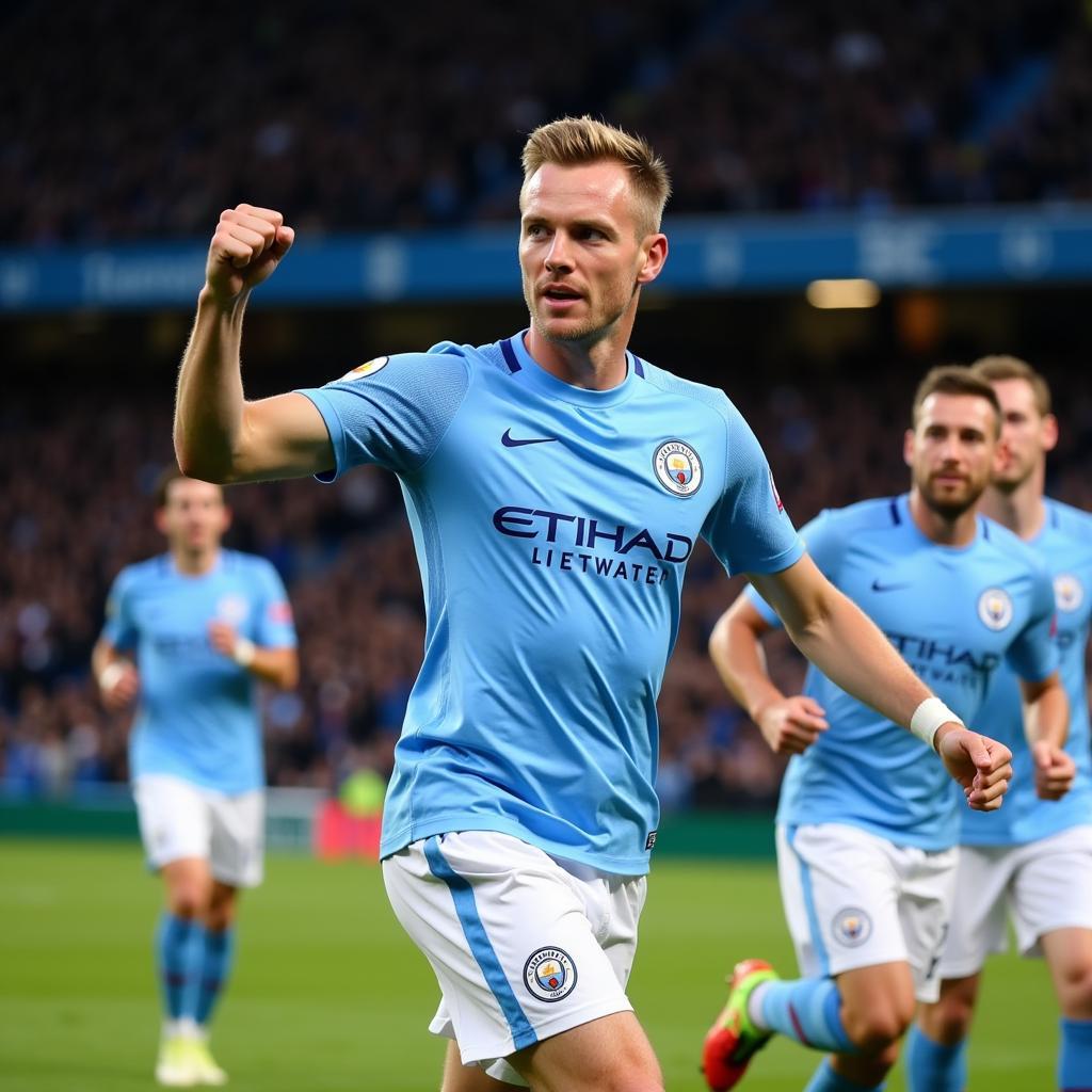 Haaland ăn mừng bàn thắng cho Man City