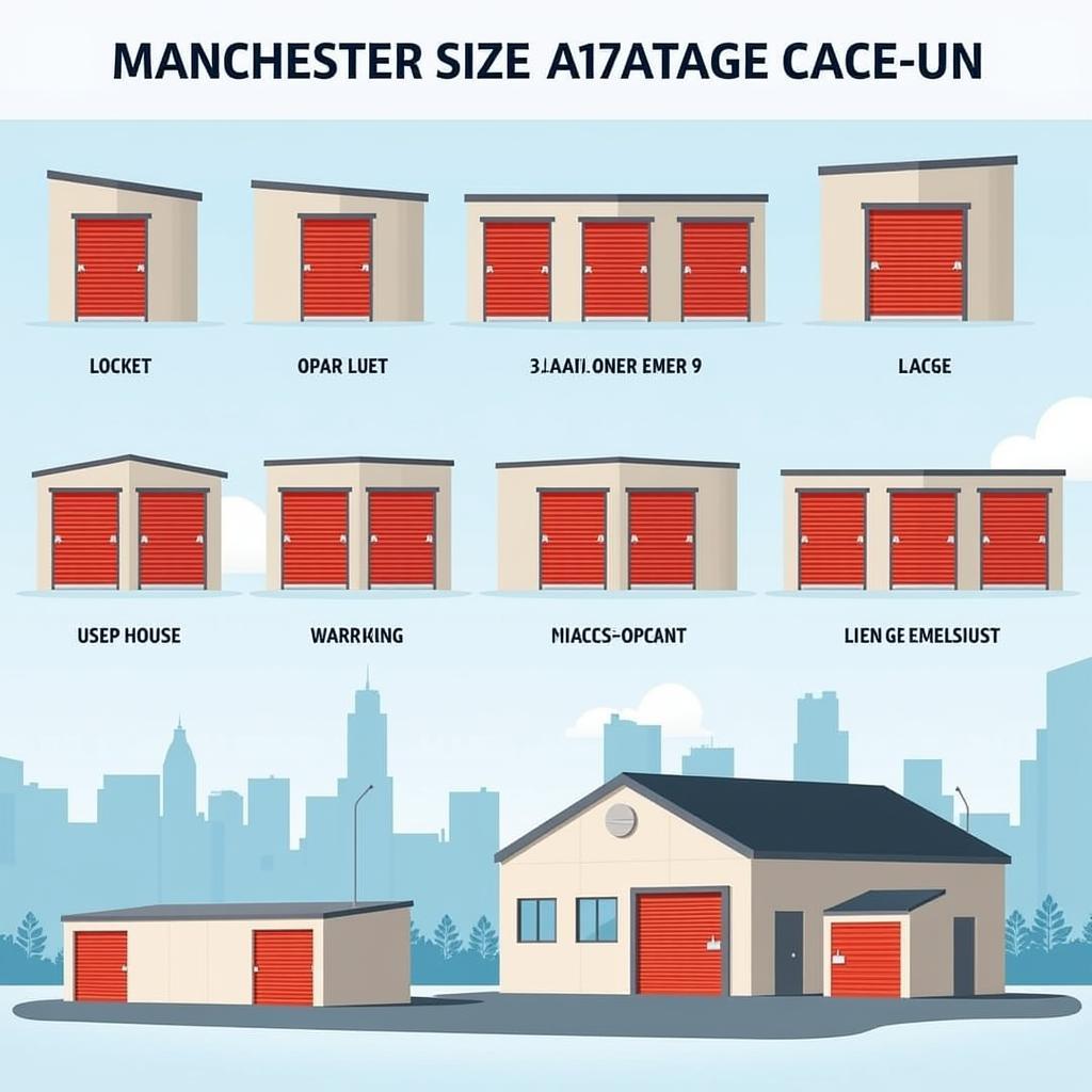 Kho hàng tại Manchester với kích thước khác nhau