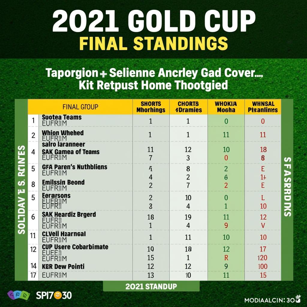 Gold Cup 2021 Group Stage Standings