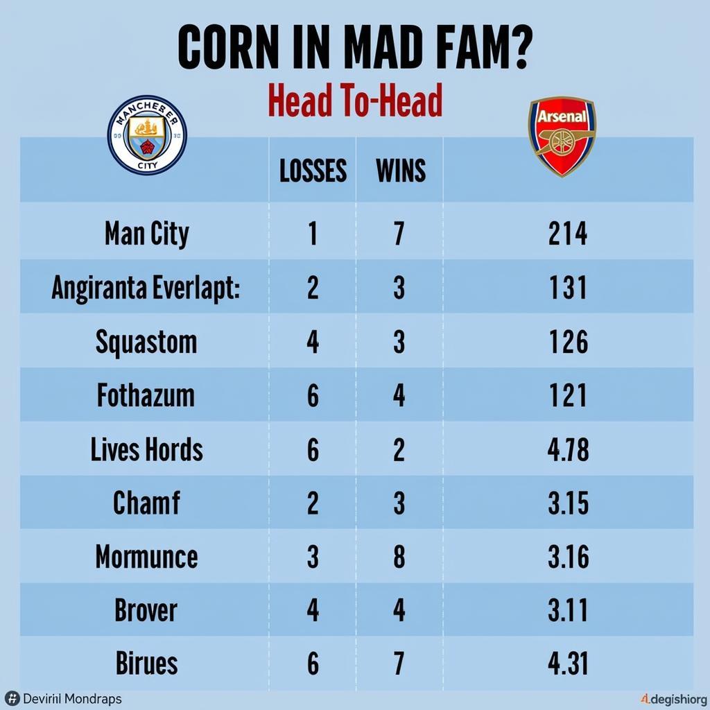 Lịch sử đối đầu Man City vs Arsenal