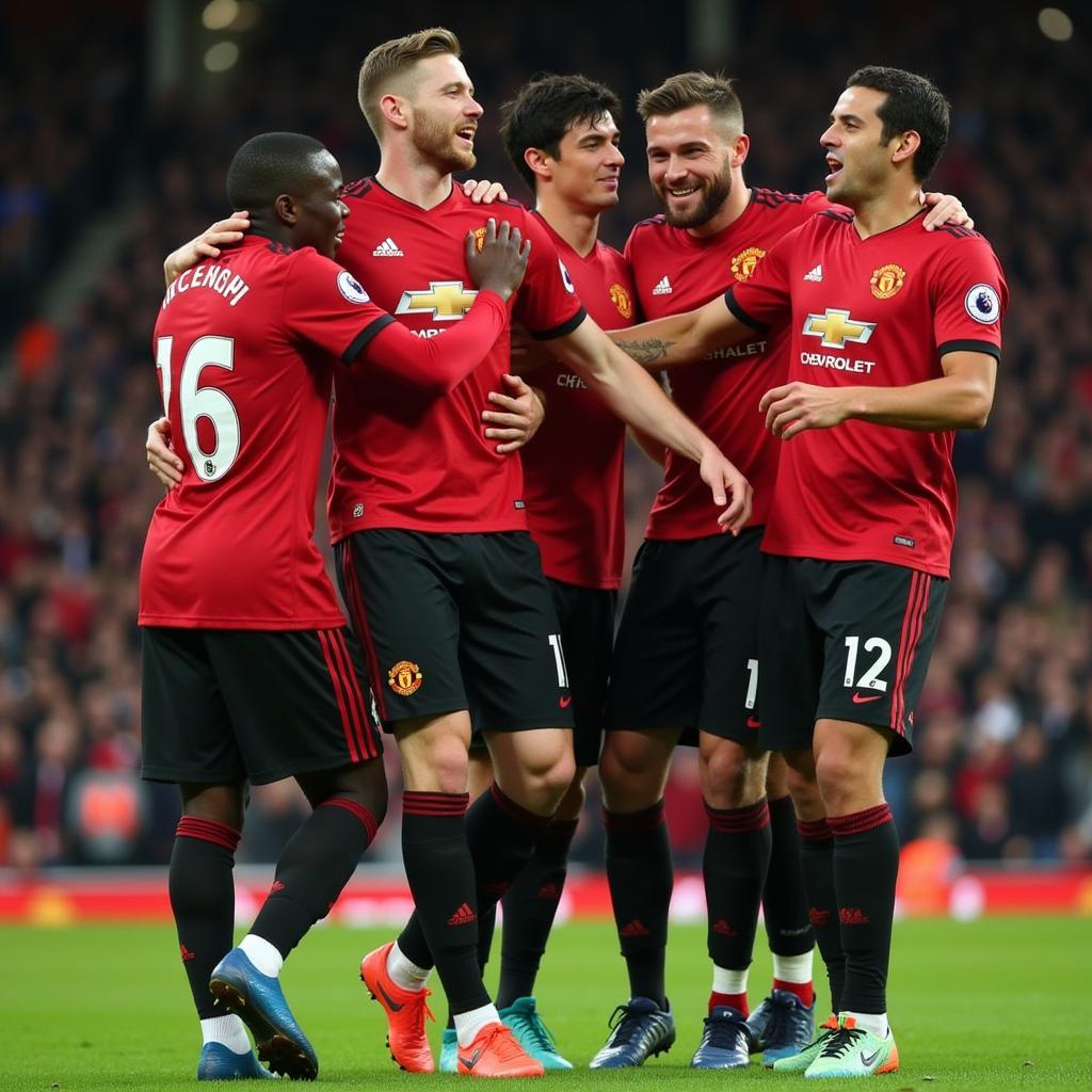 Cầu thủ Man Utd ăn mừng chiến thắng