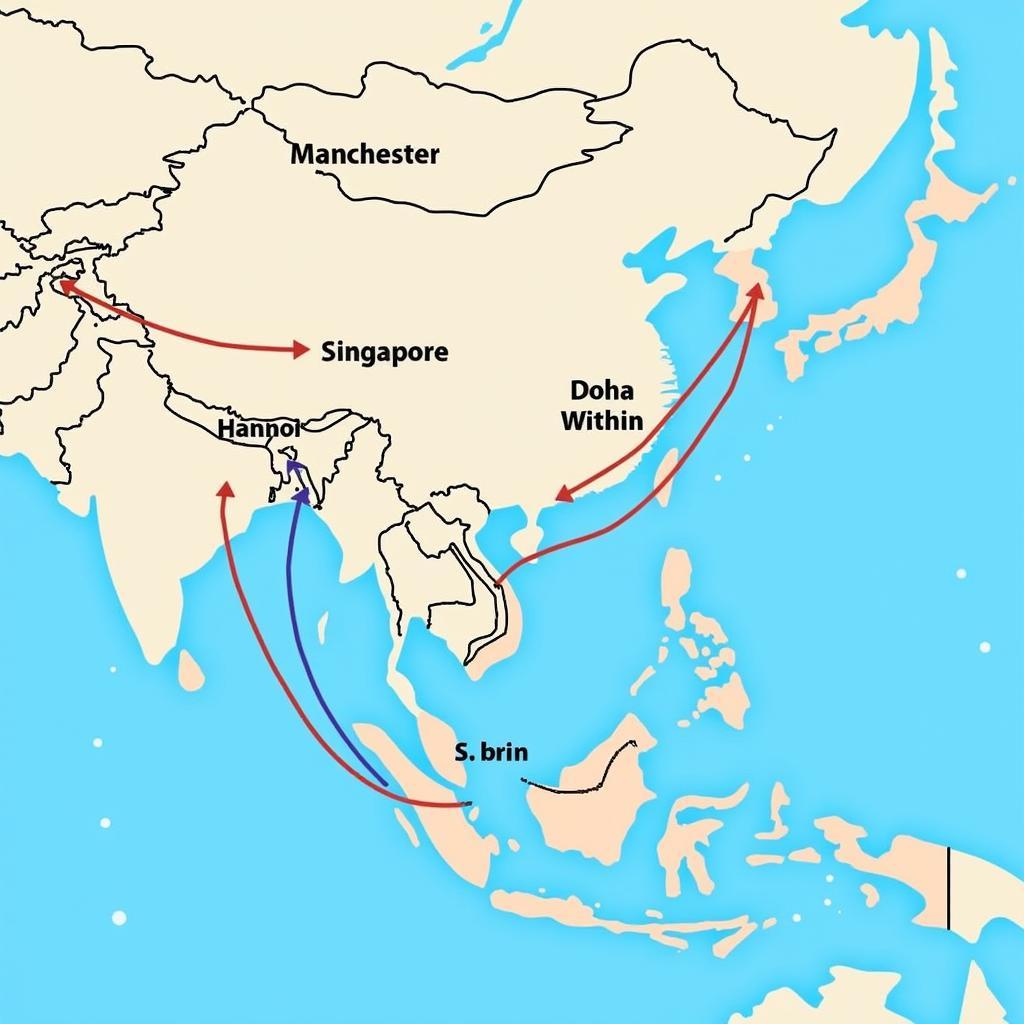 Manchester to Hanoi Flight Routes