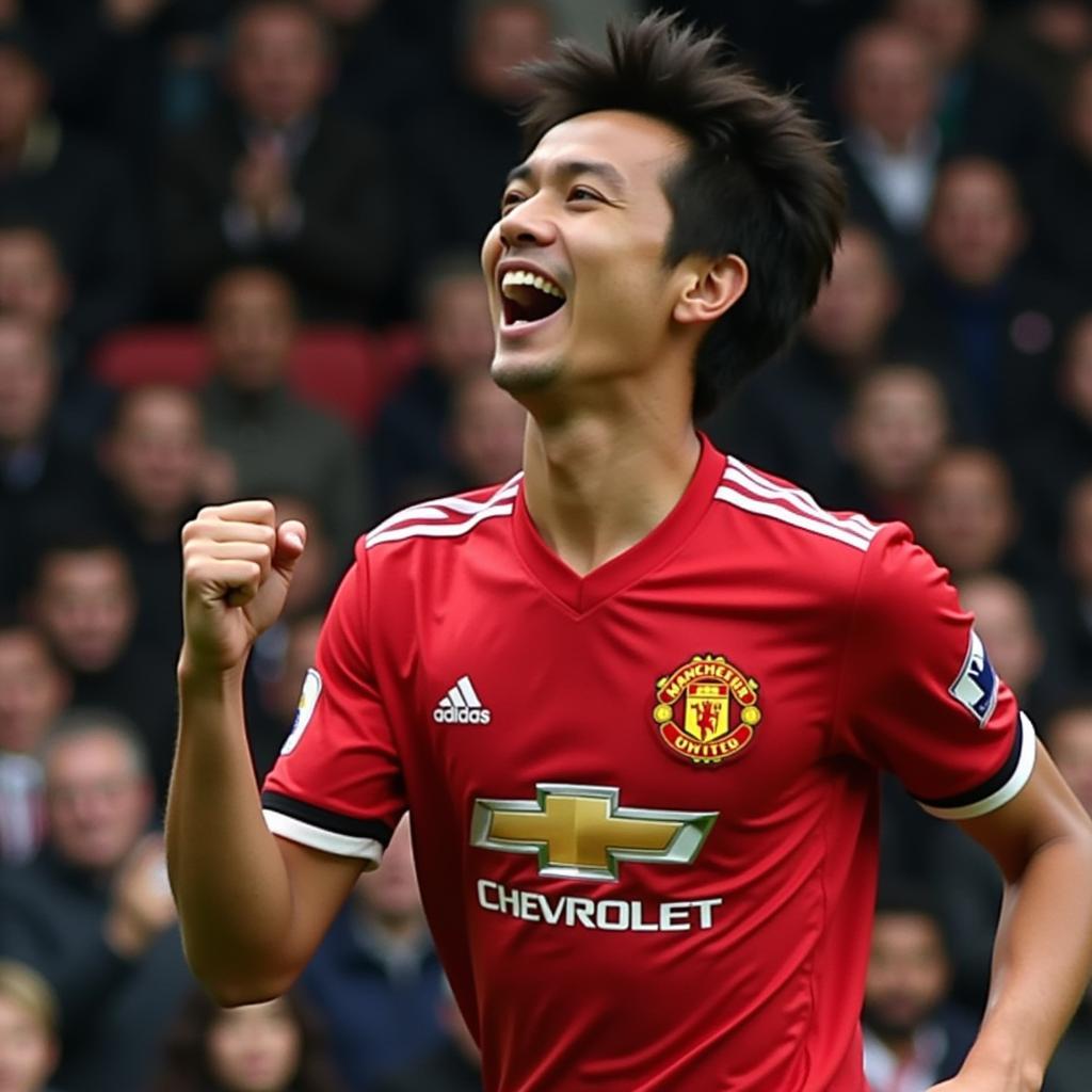 Kagawa ăn mừng bàn thắng cho Manchester United